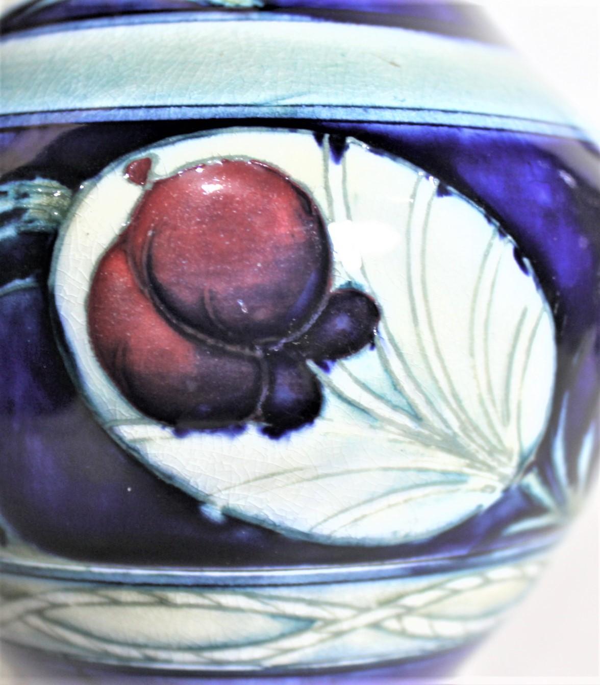 Hand-Crafted Vintage William Moorcroft 'Banded Wisteria' Patterned Art Pottery Vase For Sale
