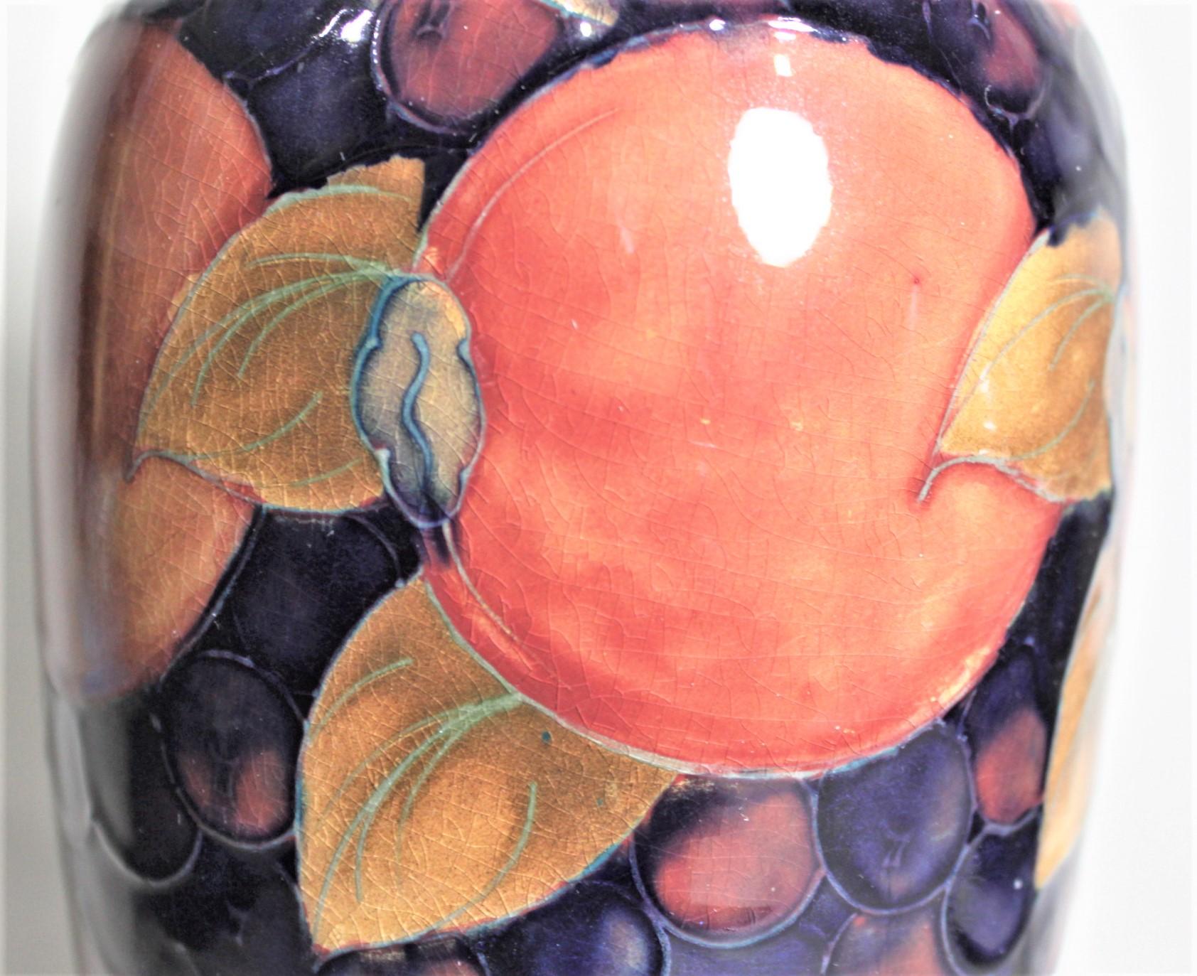 English Vintage William Moorcroft Pomegranate Art Pottery Vase For Sale
