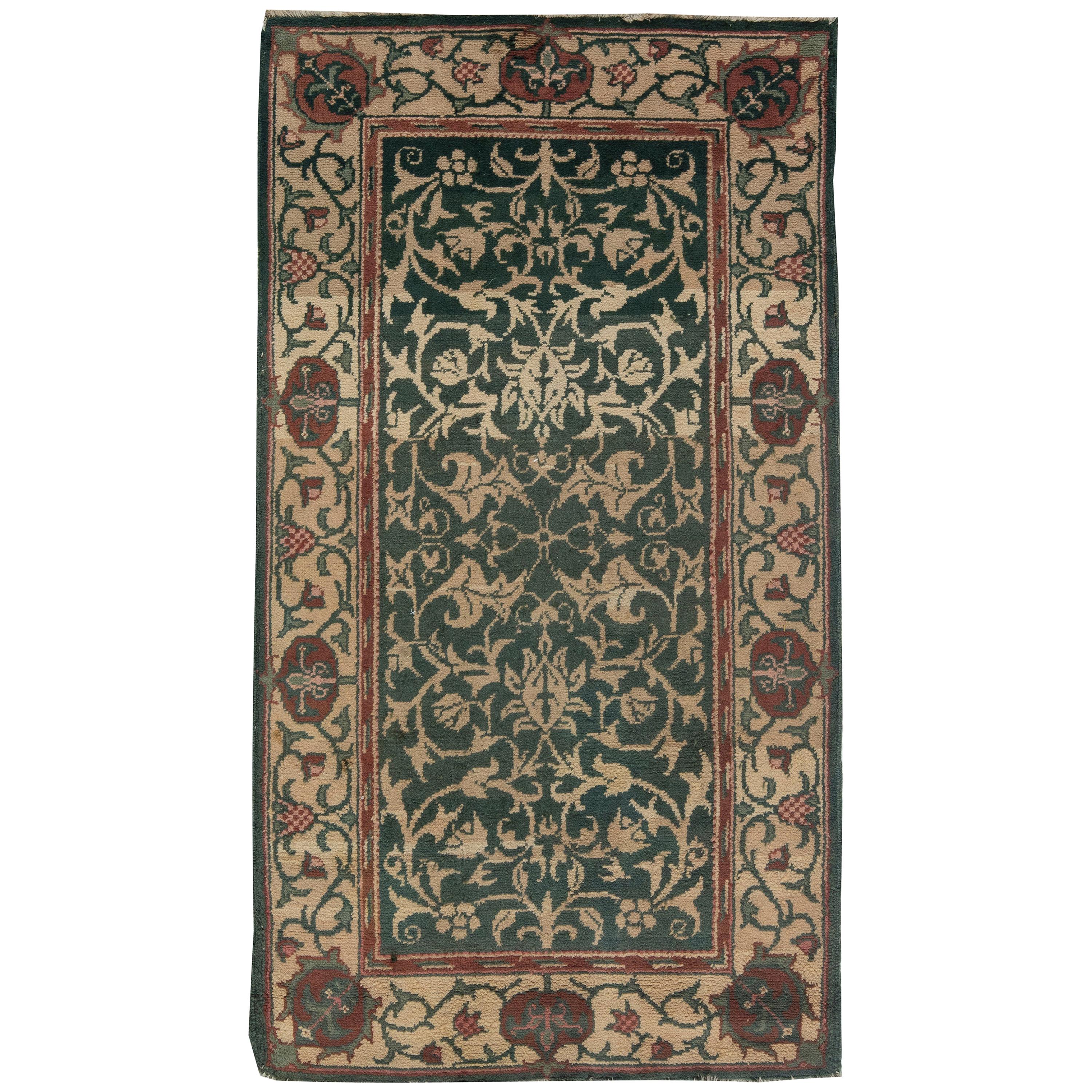 Midcentury William Morris Style Yellow, Orange and Green Wool Rug For