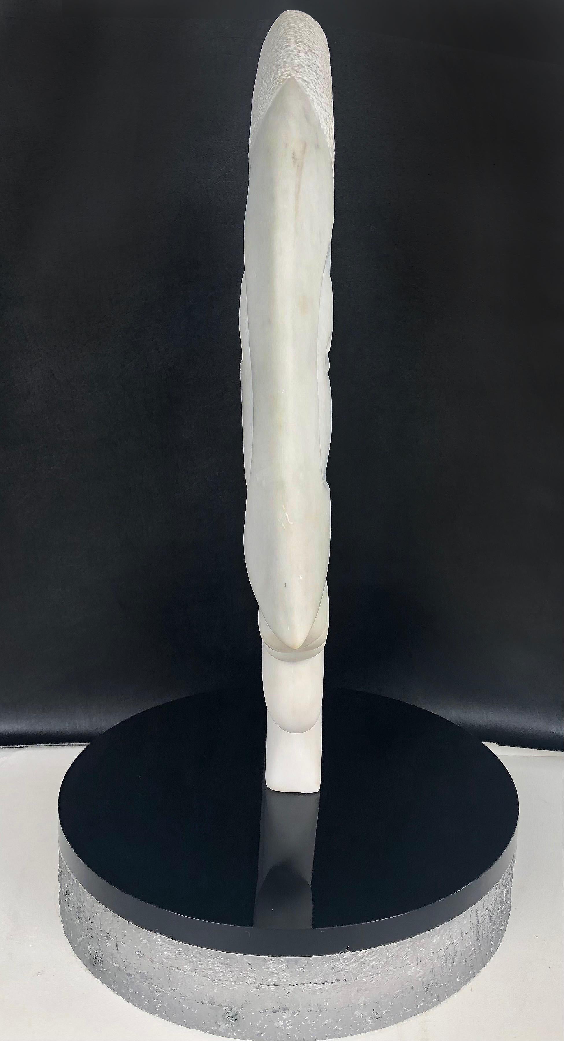 20th Century Vintage William P. Katz Abstract Carved Marble Sculpture Signed WPK  For Sale