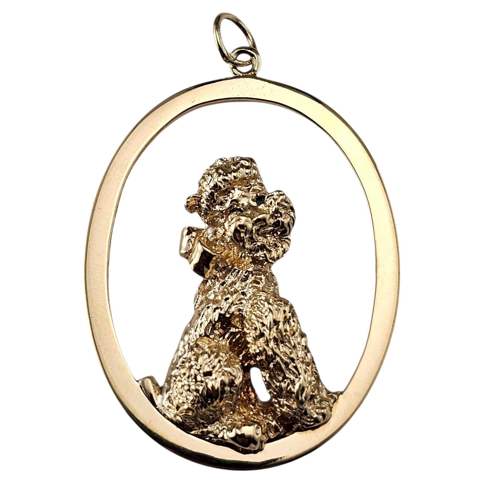 Vintage William Ruser 14K Yellow Gold and Sapphire Poodle Pendant #24216 im Angebot