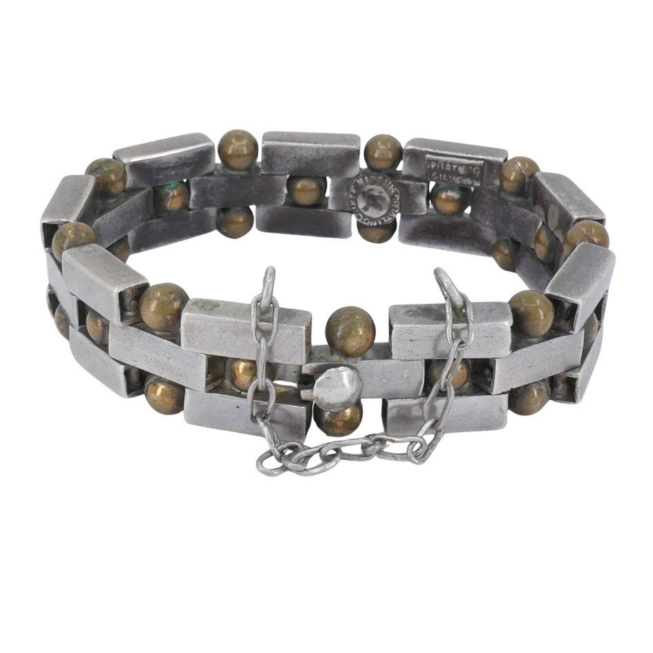 Vintage William Spratling Mexico Silver Bronze Bracelet In Good Condition For Sale In Beverly Hills, CA