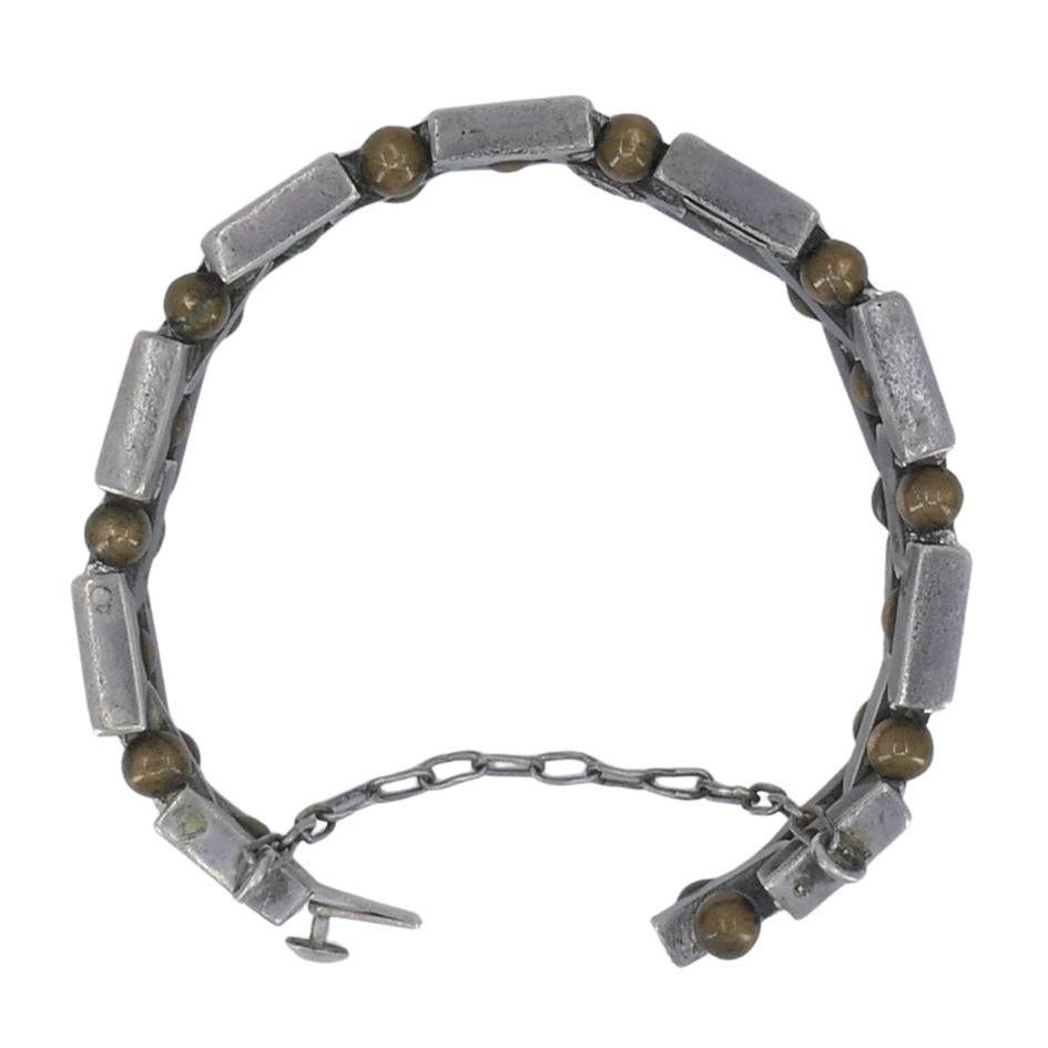 Vintage William Spratling Mexico Silver Bronze Bracelet For Sale 2