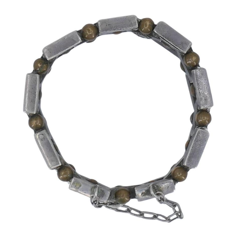 Vintage William Spratling Mexico Silver Bronze Bracelet For Sale 3