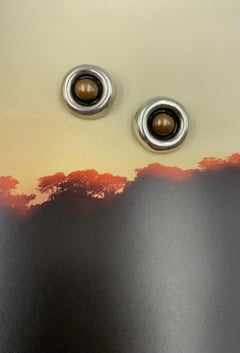 Pendientes ojo de buey vintage William Spratling de mezcla de metales de plata de ley y cobre