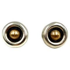 Pendientes ojo de buey vintage William Spratling de mezcla de metales de plata de ley y cobre