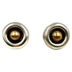 William Spratling, boucles d'oreilles vintage œil de taureau en alliage, argent sterling et cuivre