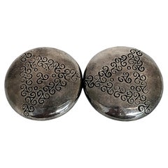 William Spratling Sterling Silver 2pc Round Belt Buckle