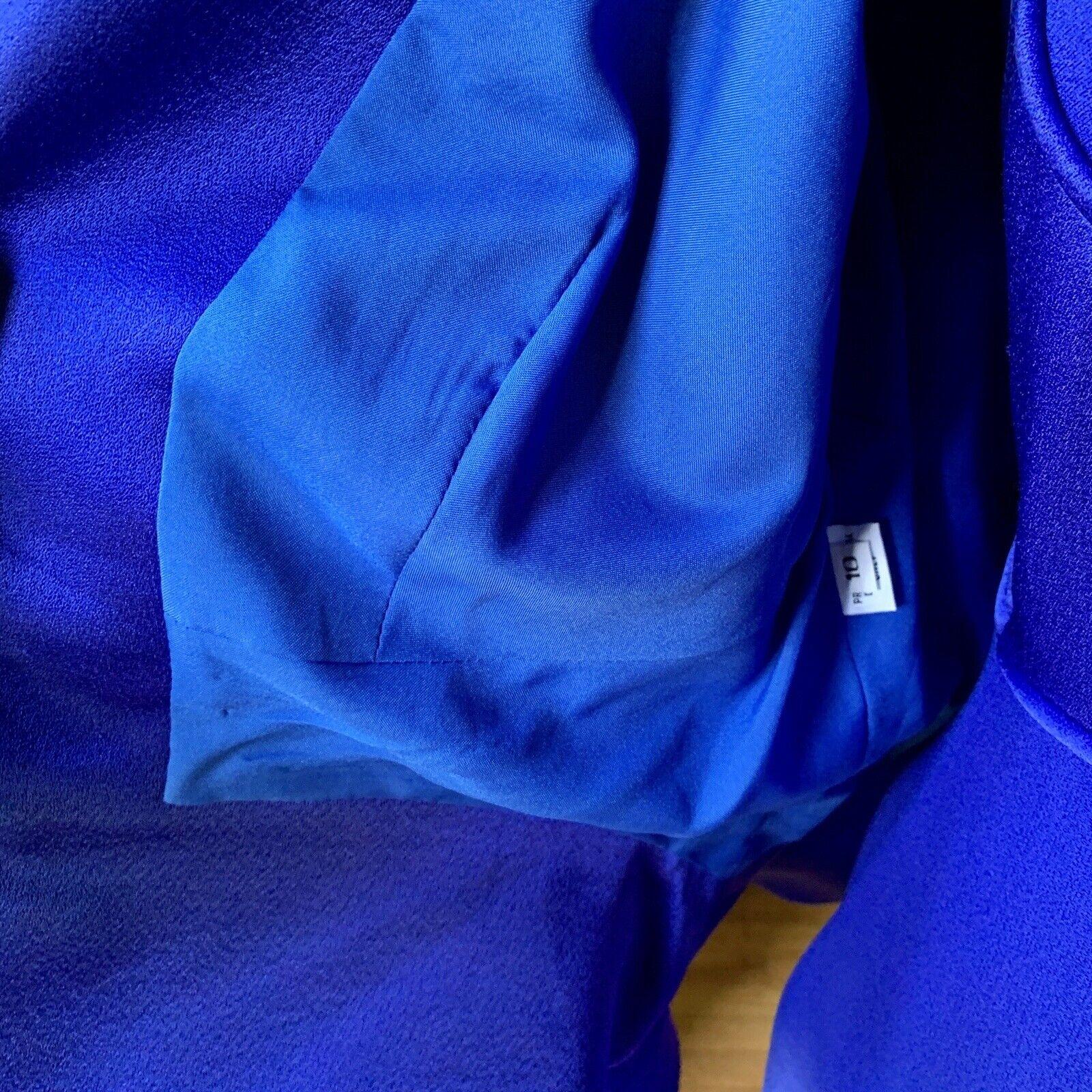 TRAVILLA - Ensemble robe et veste vintage en satin bleu avec strass, taille 10 en vente 9