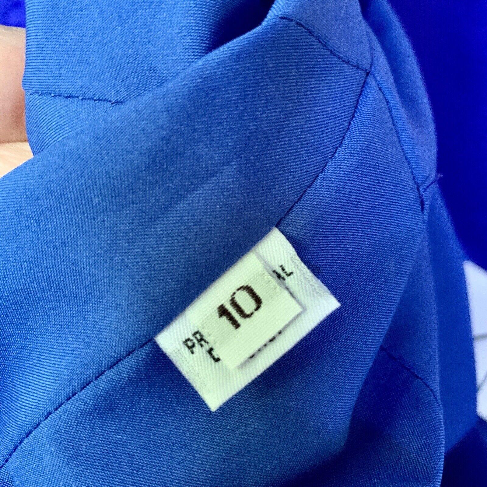 TRAVILLA - Ensemble robe et veste vintage en satin bleu avec strass, taille 10 en vente 11
