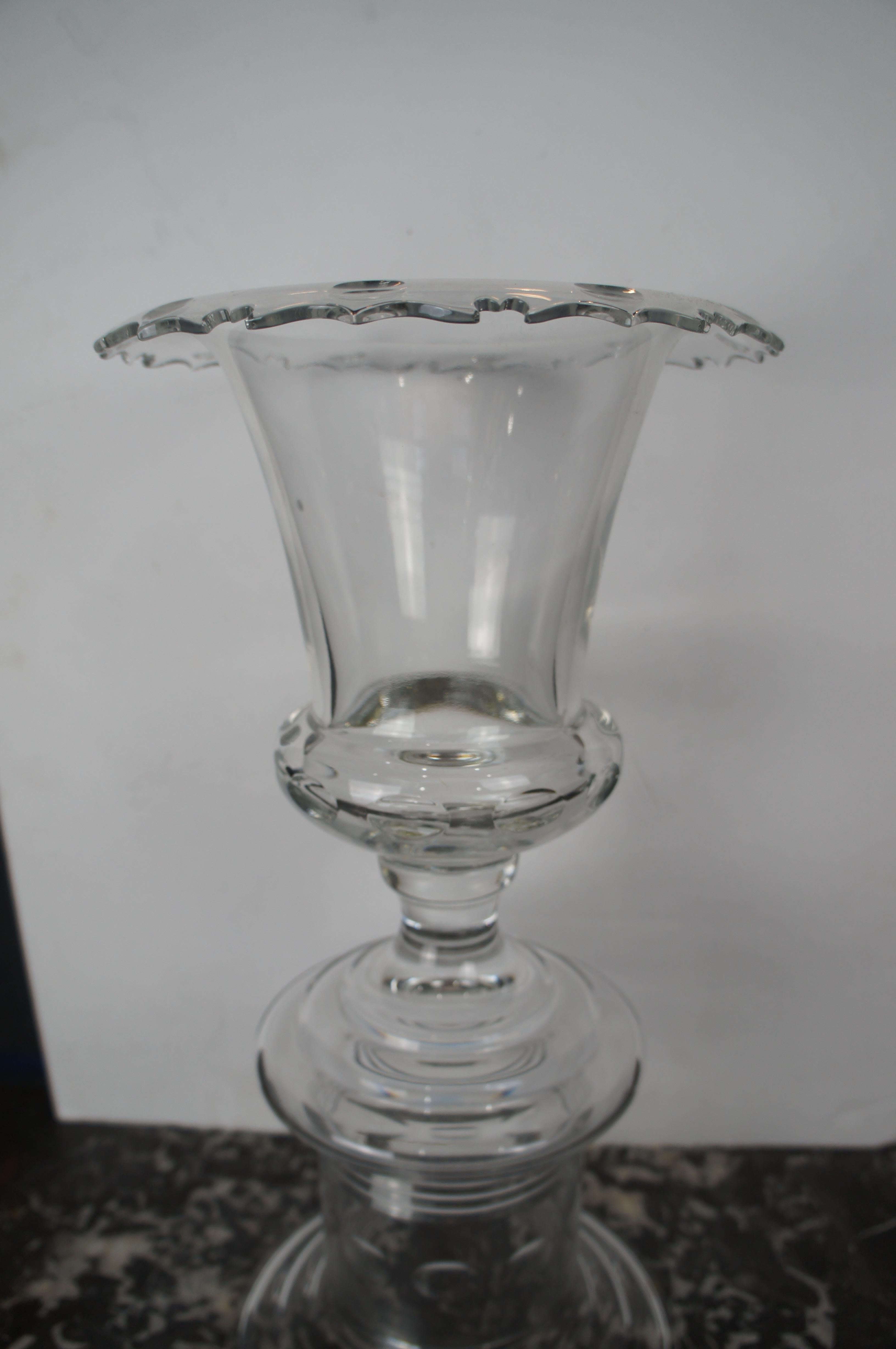 Vintage William Yeoward Jenkins Large Cut Crystal Footed Trophy Flower Vase 18