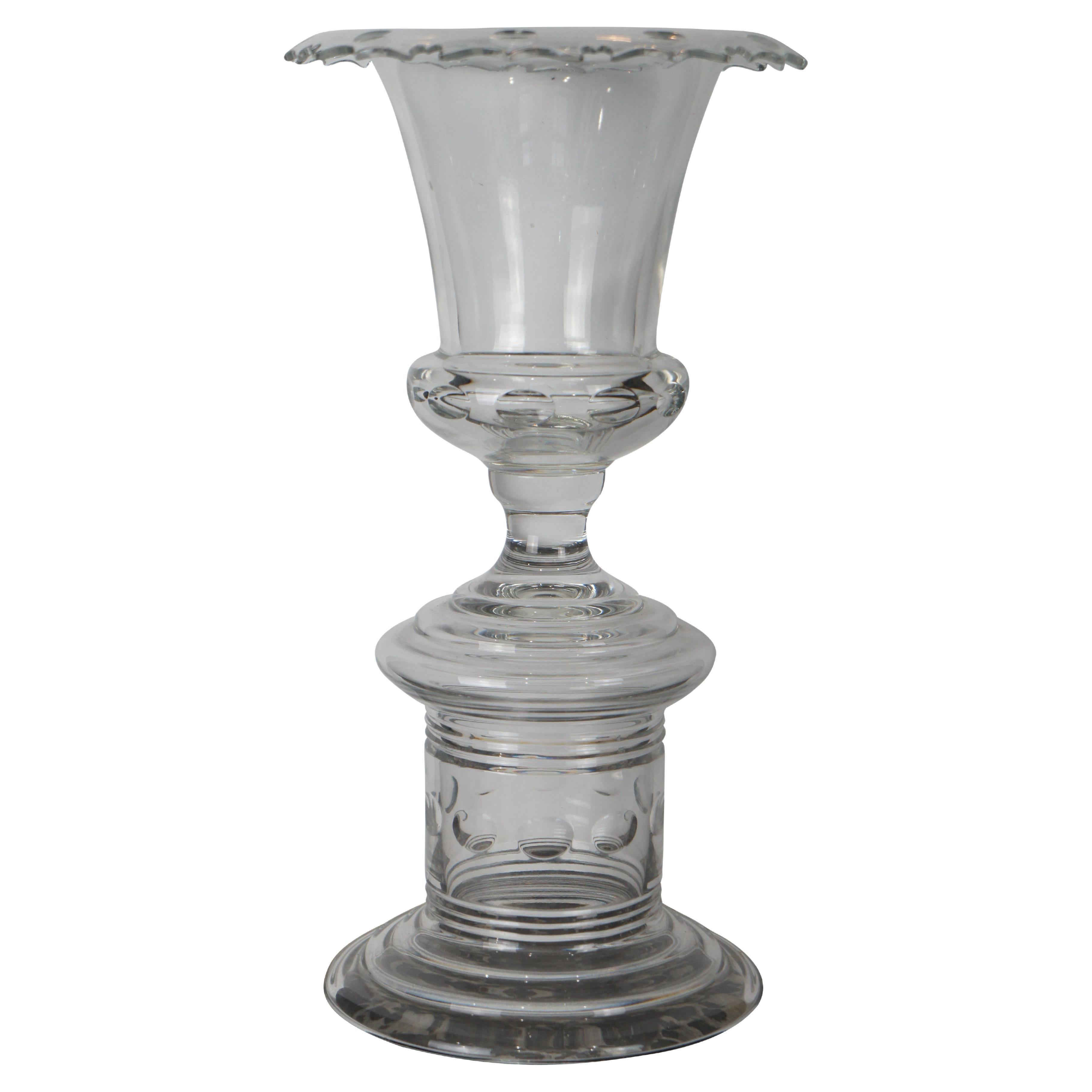 Vintage William Yeoward Jenkins Large Cut Crystal Footed Trophy Flower Vase 18" For Sale