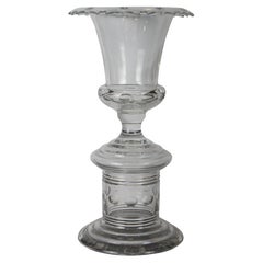 Retro William Yeoward Jenkins Large Cut Crystal Footed Trophy Flower Vase 18"