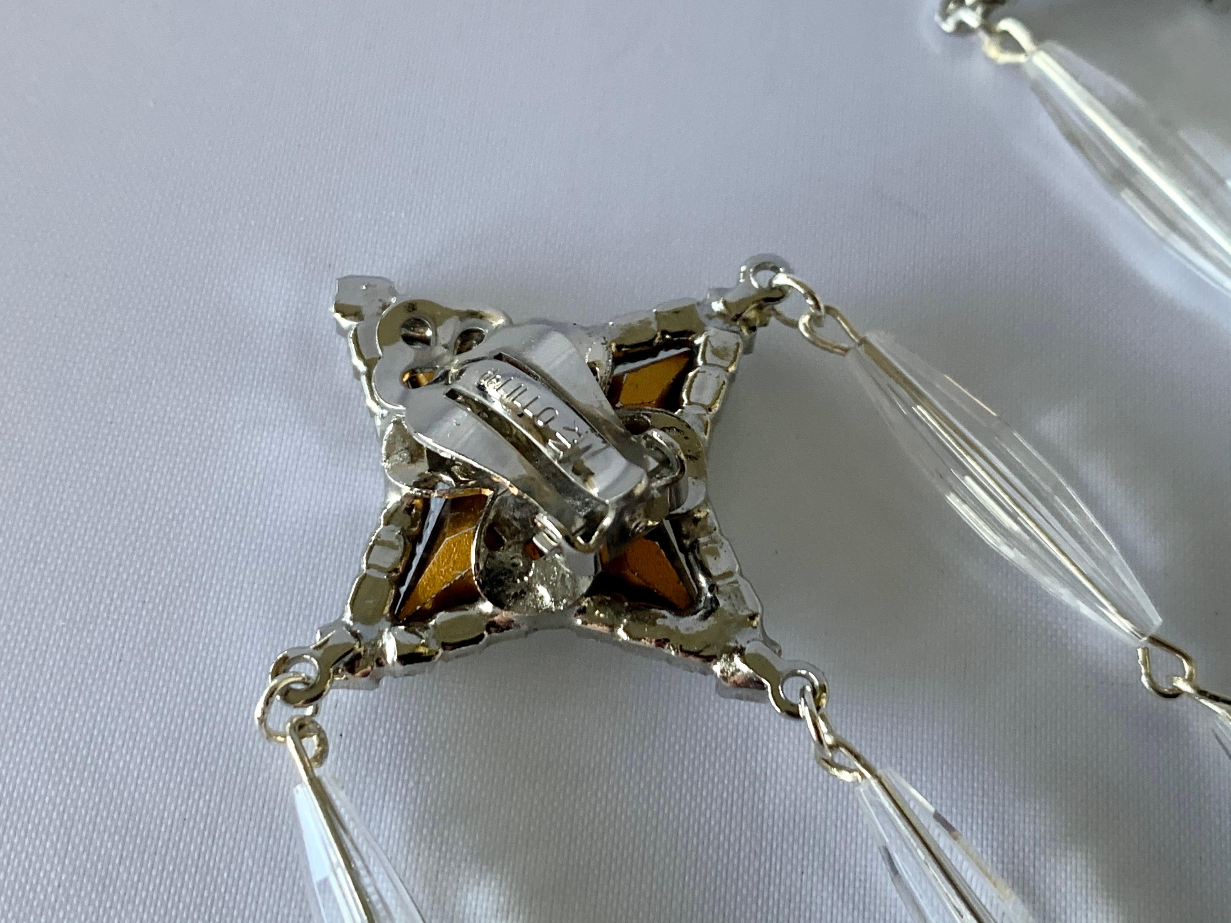 Vintage Willian de Lillo Star Diamante Chandelier Statement Earrings In Excellent Condition In Palm Springs, CA