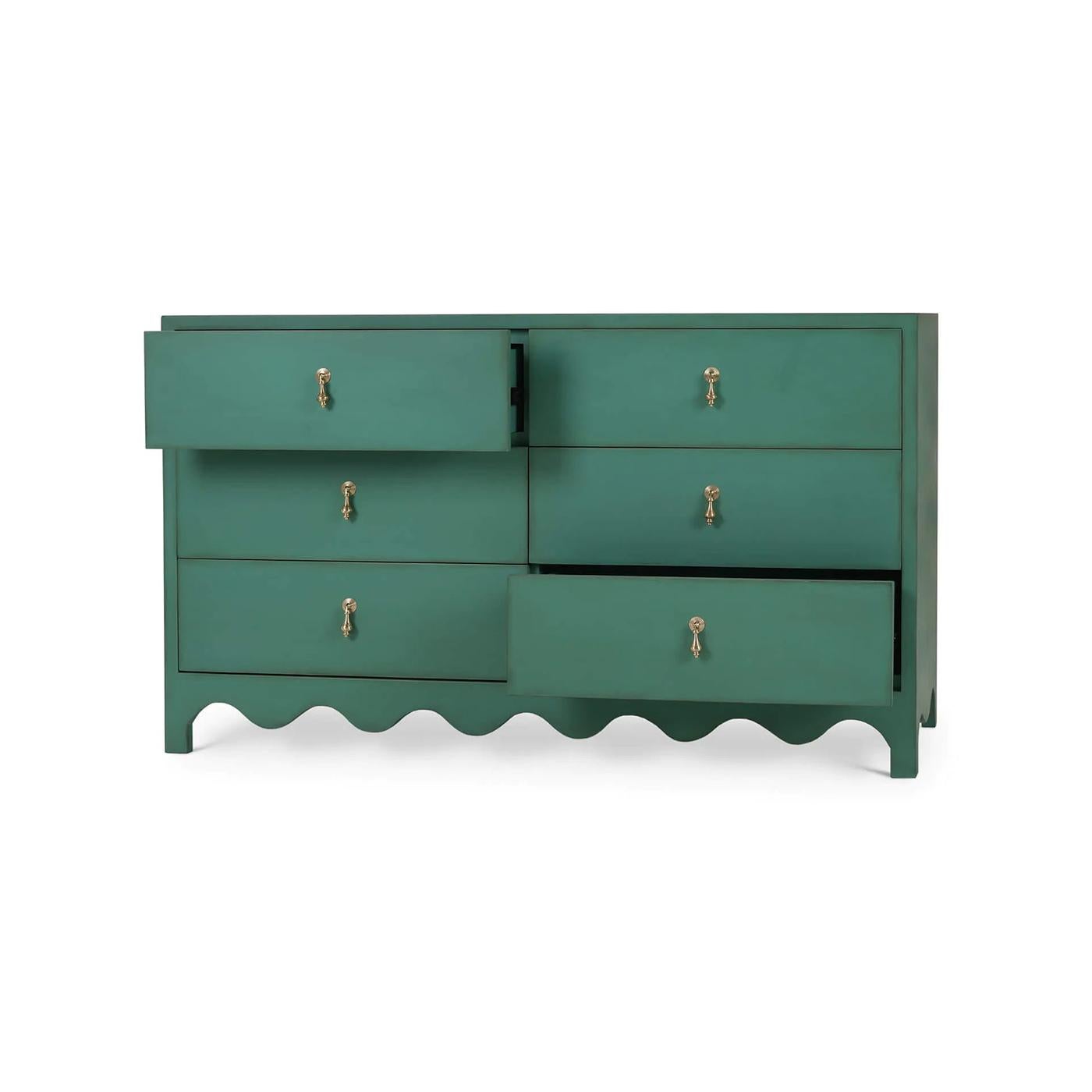 Country Vintage Willow Green Dresser For Sale