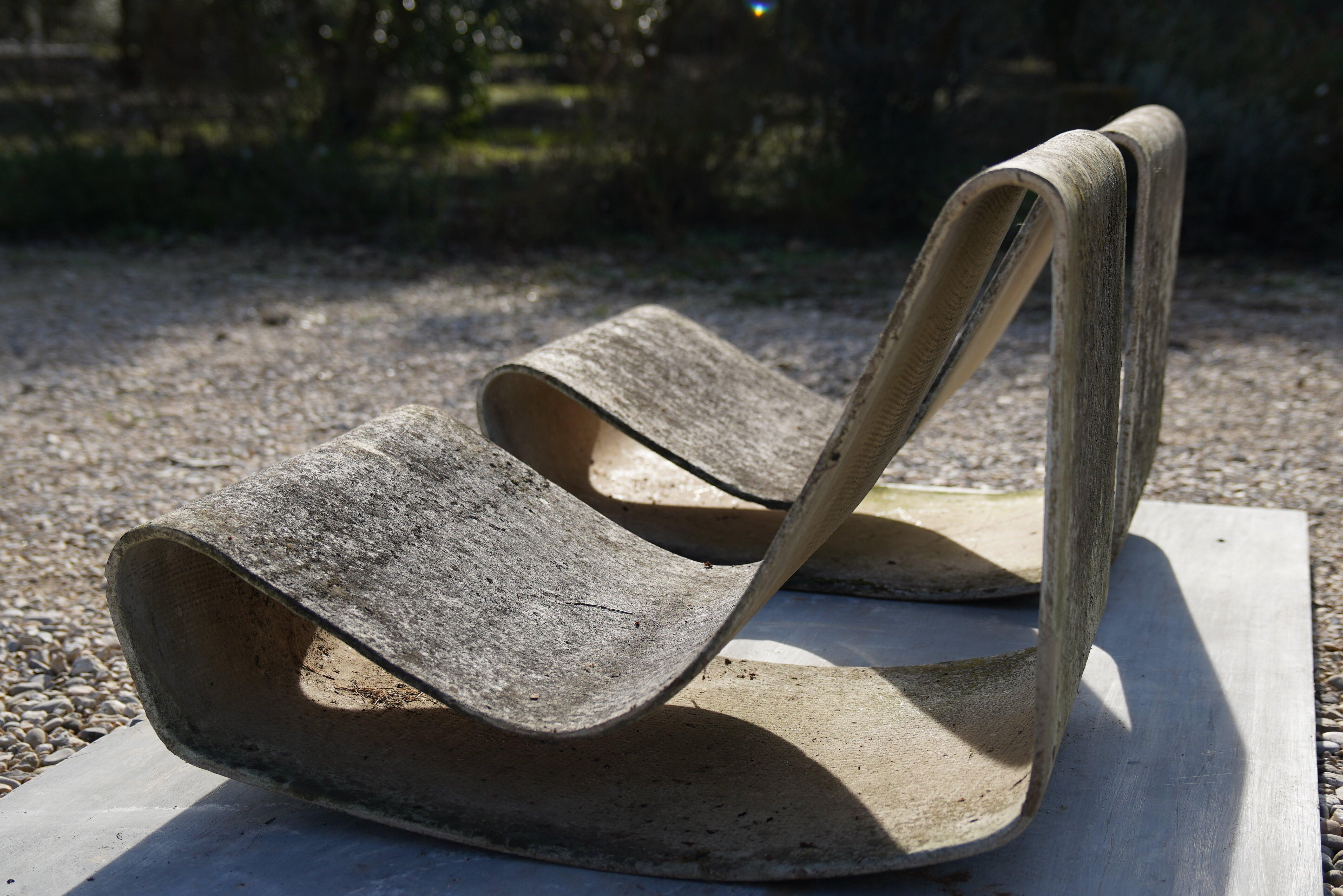 Mid-20th Century Vintage Pair of Willy Guhl Concrete Loop Chairs, 1960s, Switzerland 