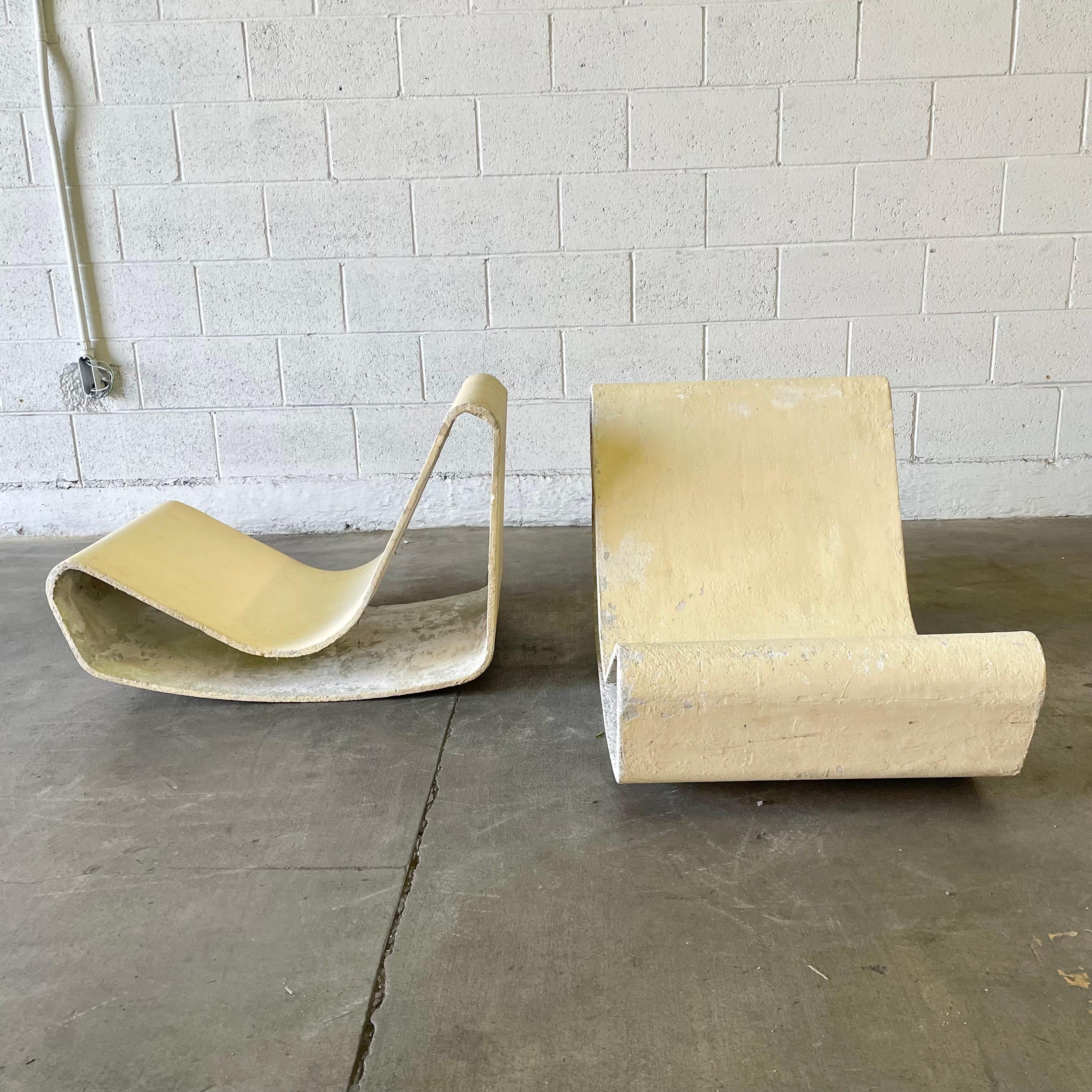 Hand-Crafted Vintage Willy Guhl Concrete Loop Chairs For Sale