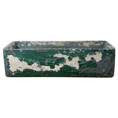 Vintage Willy Guhl Fiber Cement Planter Rectangular with Distressed Green Paint