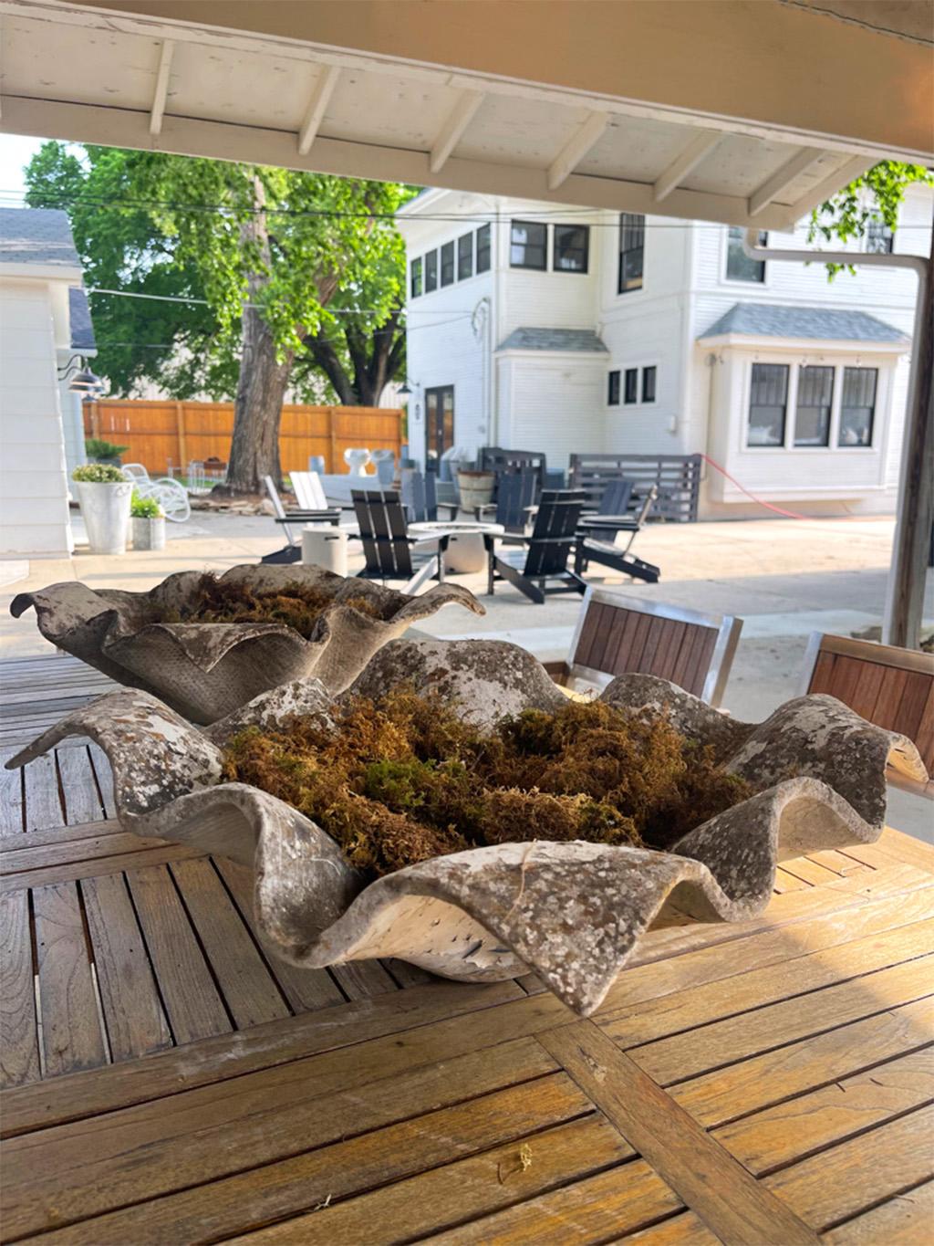 Highly decorative outdoor handkerchief shaped planters designed by Willy Guhl, sold individually. Manufactured by Eternit AG, Switzerland 1960. These planters are made of cellulose infused fiber cement. They have a fantastic patina from outdoor use