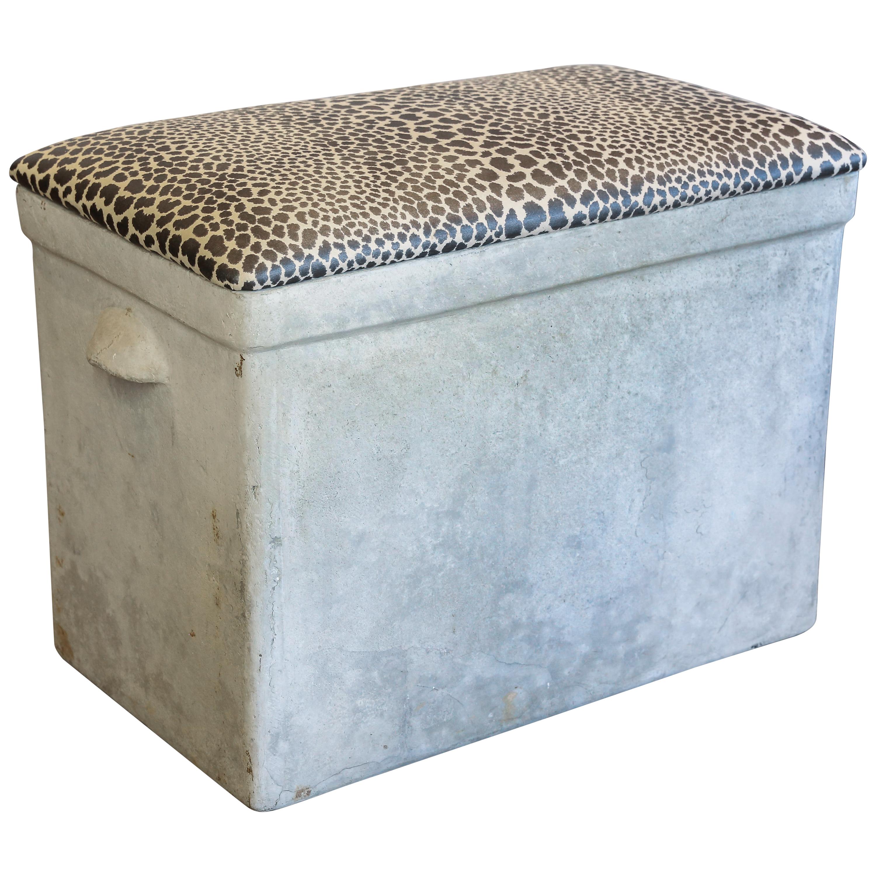 Vintage Willy Guhl Planter Bench with Cheetah-Print Top