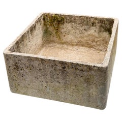 Vintage Willy Guhl Square Planter with Natural Weathered Patina