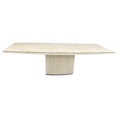 Vintage Willy Rizzo for Jean Charles Dining Pedestal Table Travertine