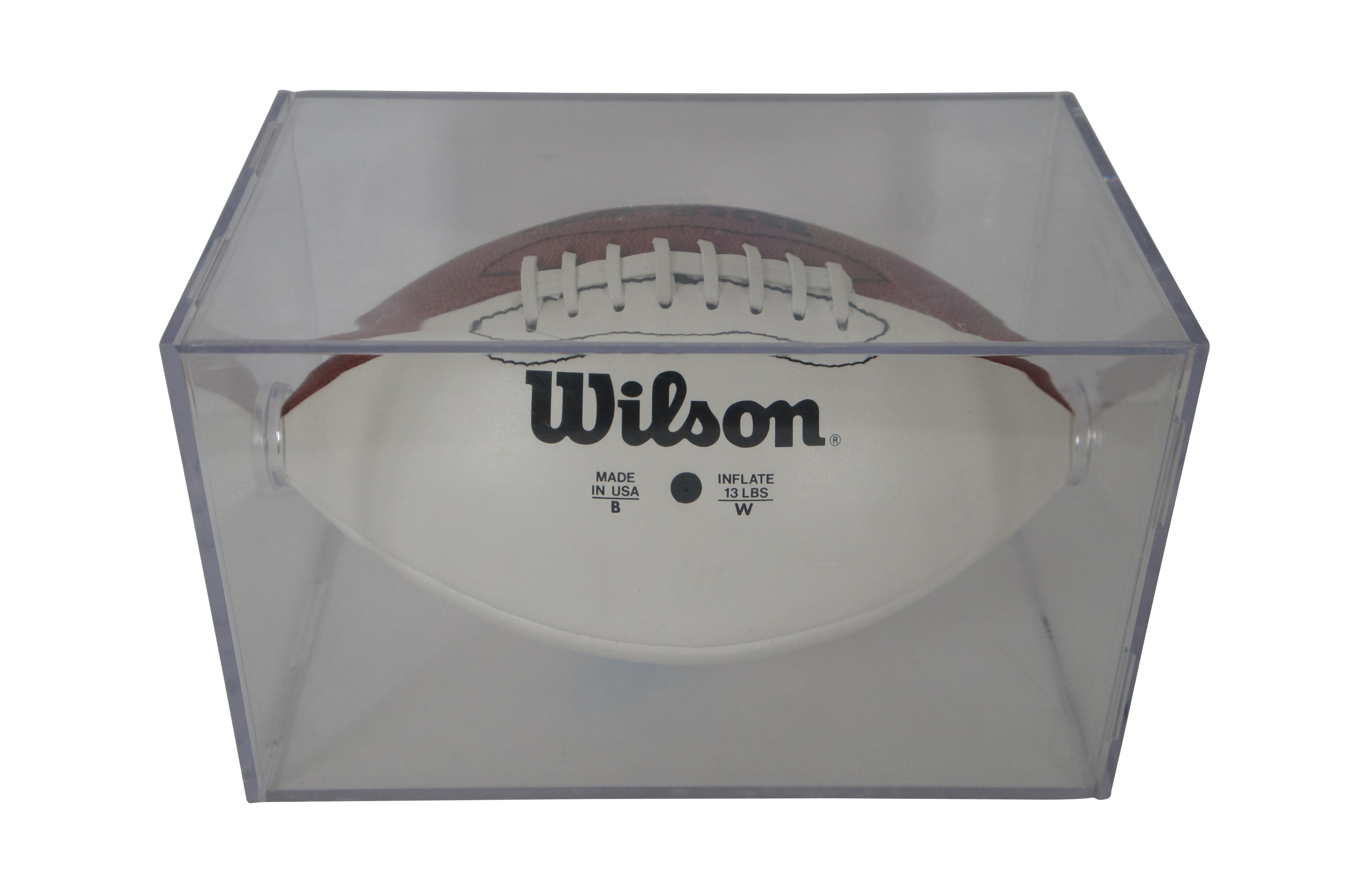 Classique américain Boîtier de présentation de trophée officiel de football NFL en cuir et acrylique vintage de 12 pouces de Wilson