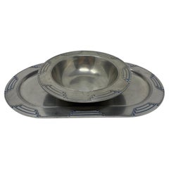Vintage Wilton Armetale Tribar Design Platter and Bowl Set
