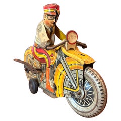 Vintage Wind-Up Motorcycle Tin Toy by Marx Toy Company