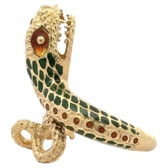 Anillo serpiente vintage en  Oro amarillo de 18 quilates y esmalte