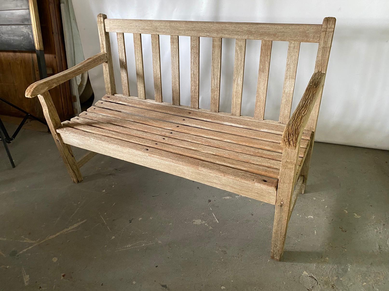 Vintage Windsor Designs Teak Bench 'One of Pair' In Good Condition In Sheffield, MA