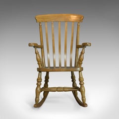 Vintage Windsor Rocking Chair:: Anglais:: Beech:: Armchair:: Late 20th Century