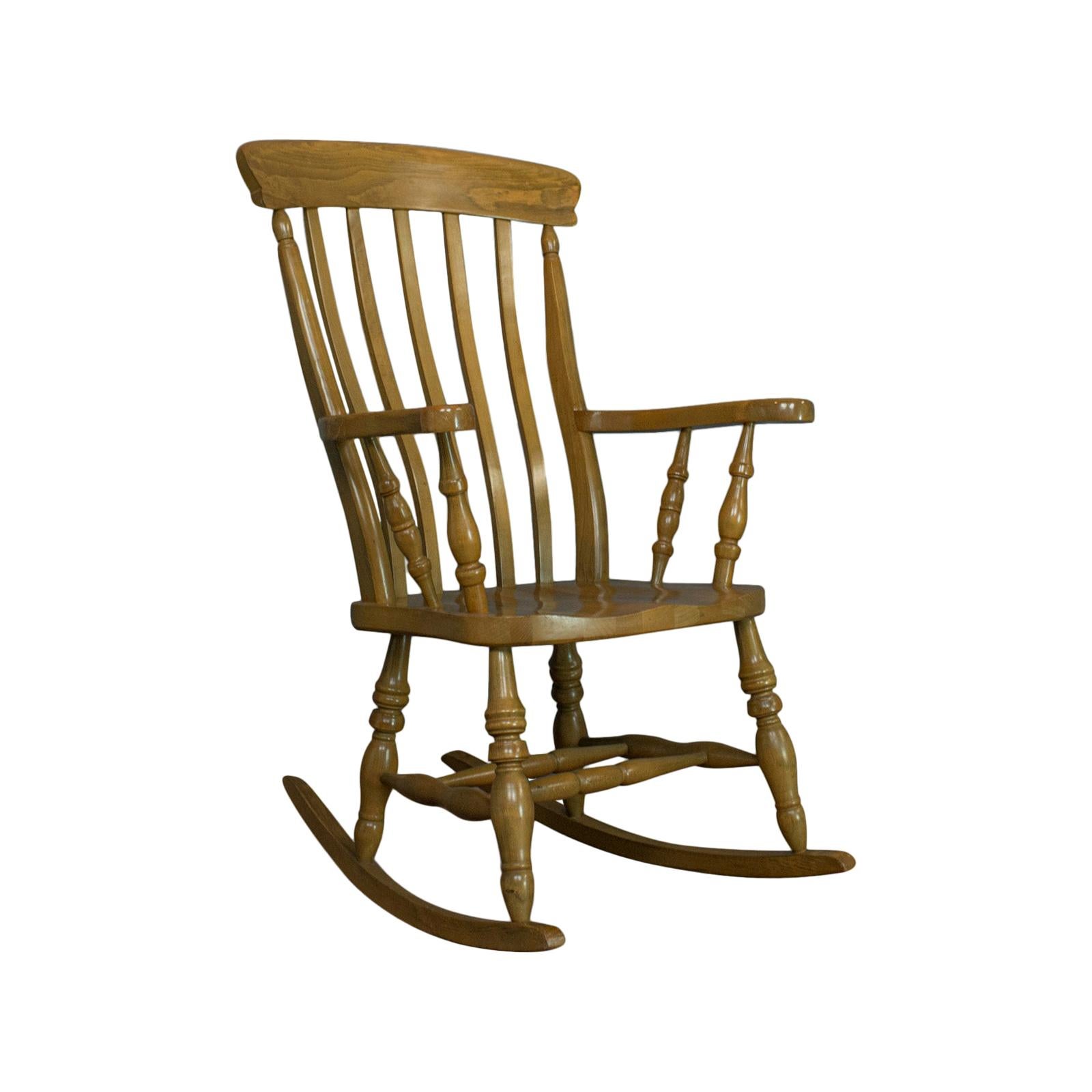 Vintage Windsor Rocking Chair, English, Beech, Armchair, Late 20th ...