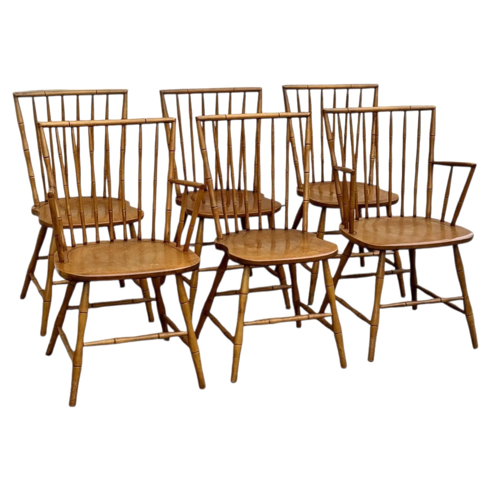 Vintage Windsor Style Dining Chairs  - Set of Six