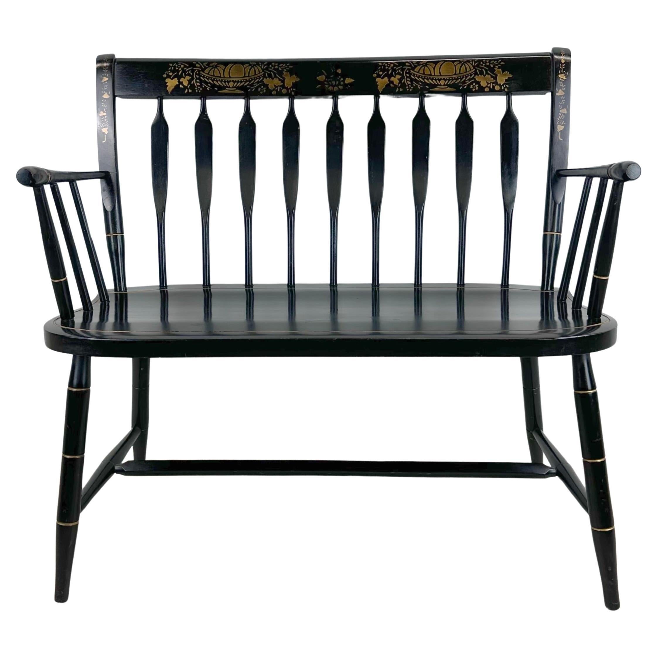 Vintage Windsor Style Settee Bench from Nichols and Stone For Sale