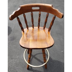 Vintage Windsor Swivel Spindle Turned Legs Bar Stools, a Pair
