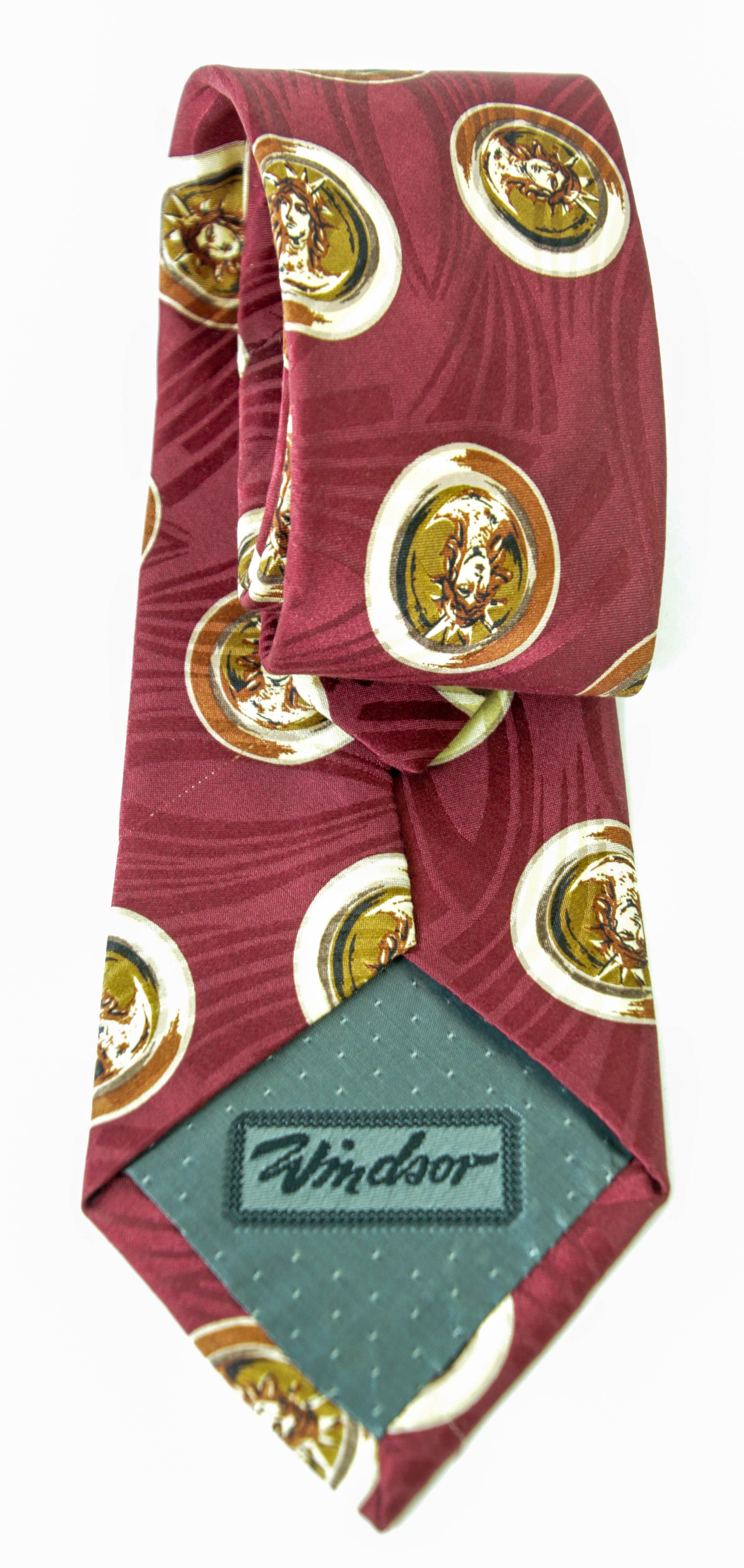 Brown Vintage Windsor Tie Red Silk Neck Tie For Sale