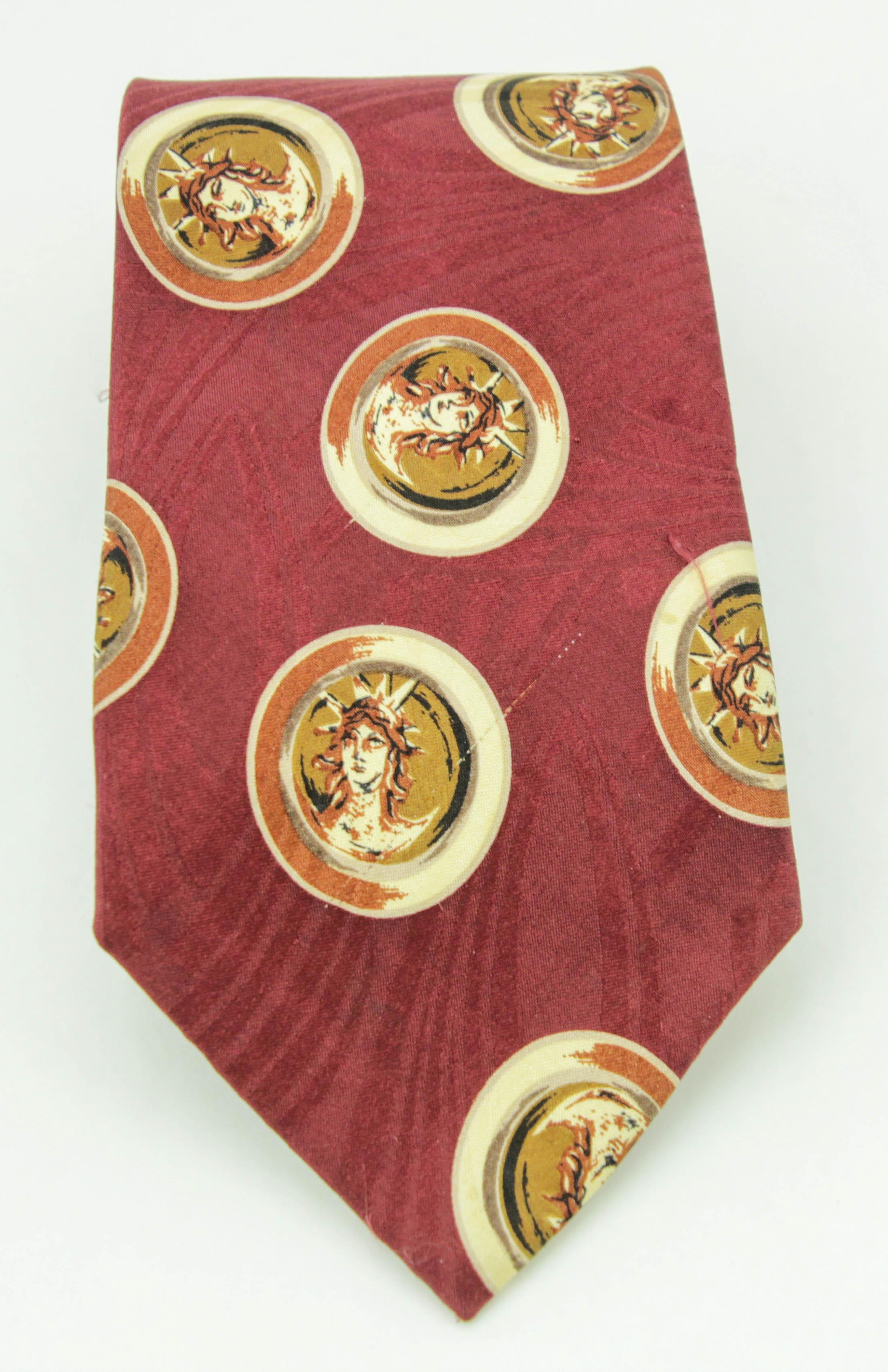 Vintage Windsor Tie Red Silk Neck Tie For Sale 2