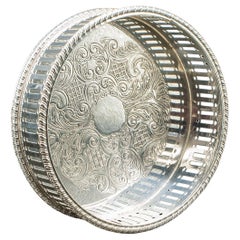 Sottobicchiere per bottiglie di vino vintage, inglese, placcato in argento, poggia champagne, Circa 1930