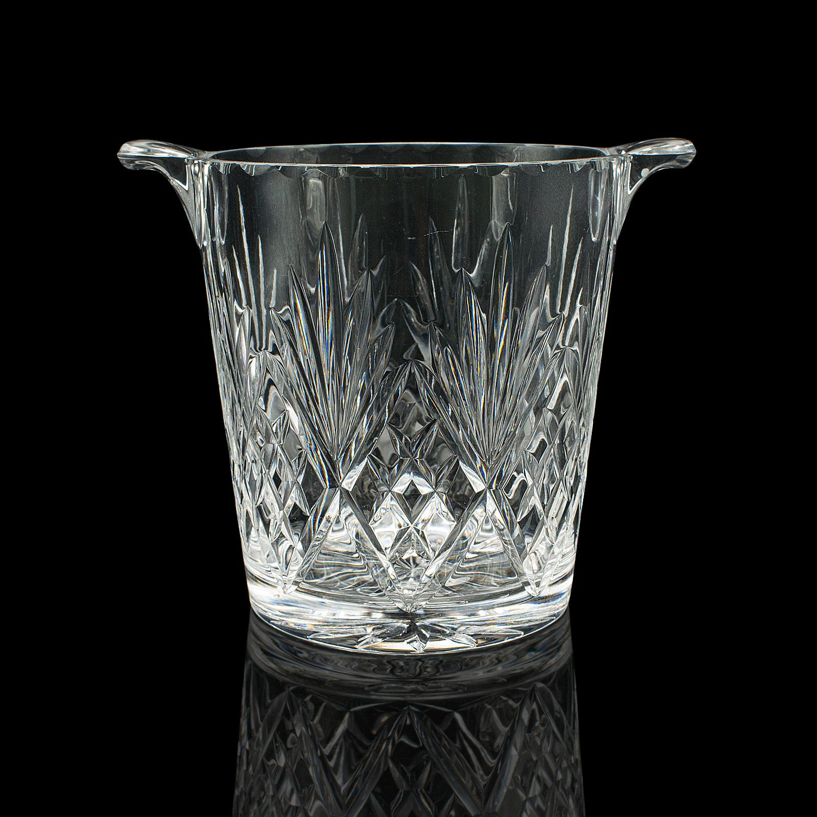 British Vintage Wine Cooler, English, Cut Glass, Ice Bucket, Mid Century, Circa 1960 For Sale