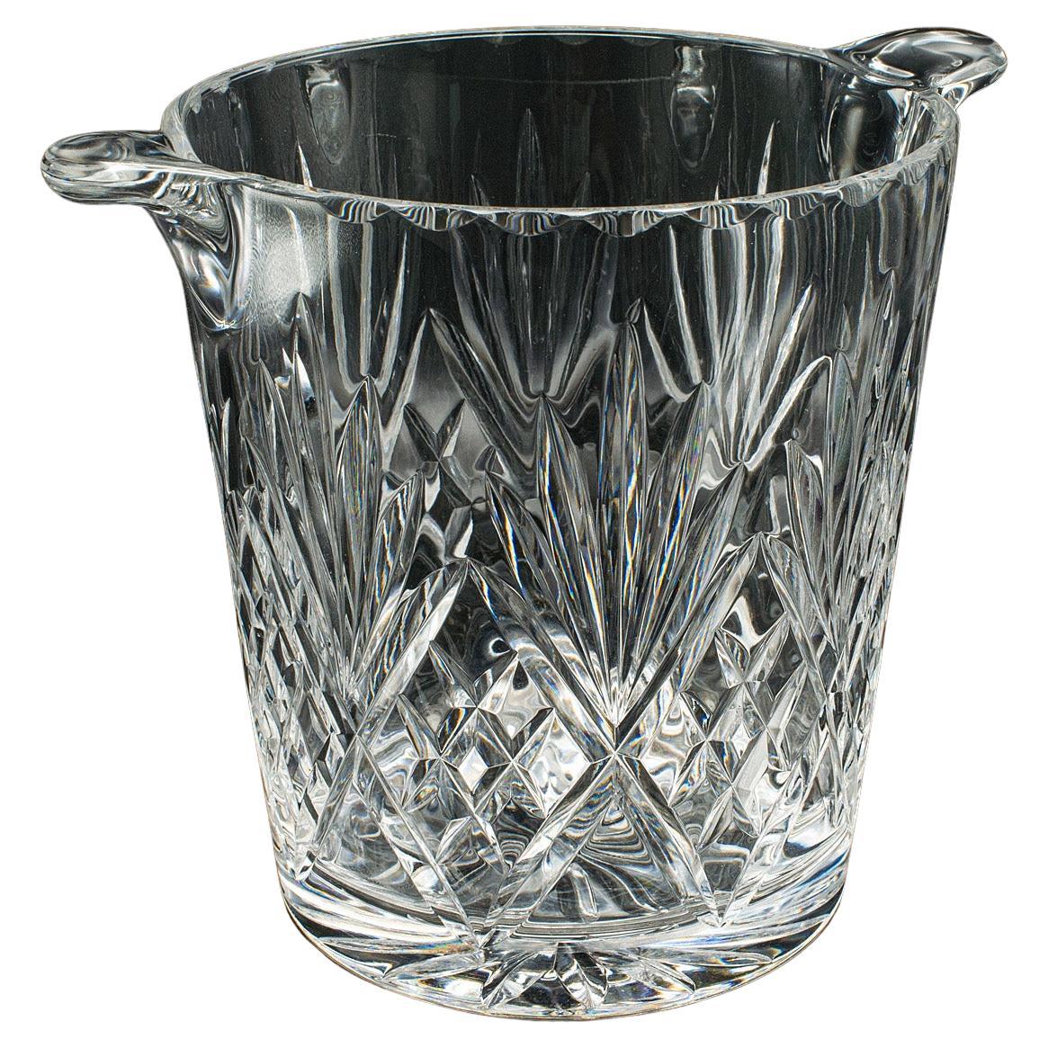 Vintage Wine Cooler, English, Cut Glass, Ice Bucket, Mid Century, Circa 1960 For Sale