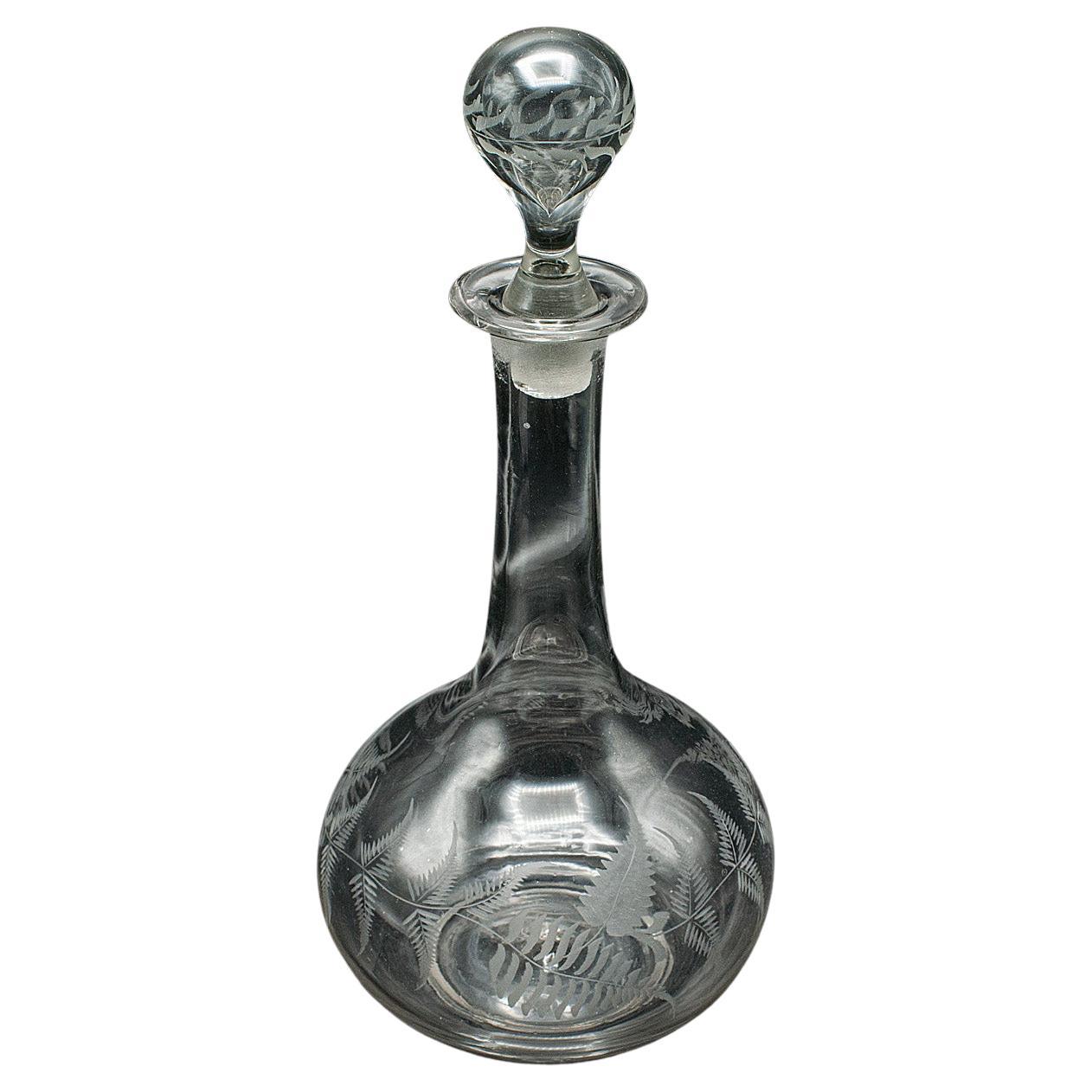 Vintage Wine Decanter, English, Glass, Aerator, Liqueur Vessel, Mid 20th Century
