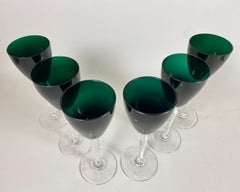 Vintage Wine Glasses Emerald Green Crystal Rare, Germany, 1970s, 6-Pcs.