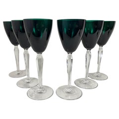 Copas de Vino Vintage Cristal Verde Esmeralda Raro, Alemania, años 70, 6 uds.
