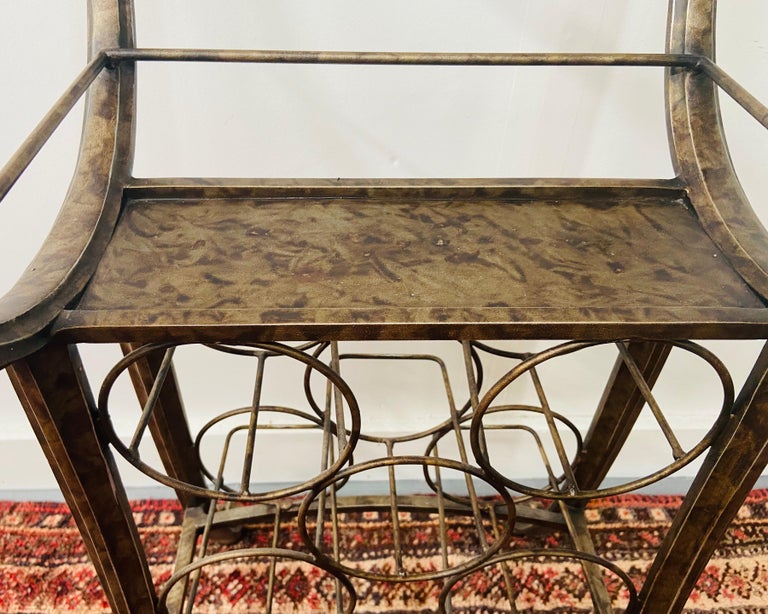 Vintage Wine Rack Metal Table in Antiqued Finish For Sale at 1stDibs