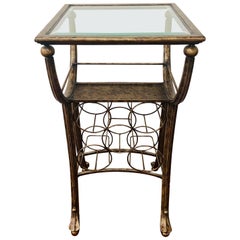 Vintage Wine Rack Metal Table in Antiqued Finish