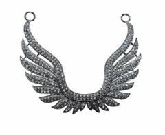 Vintage Wing Necklace Pave Diamond 925 Silver Wing Pendant Birthday Gift Charm.