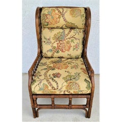 Vintage Wingback Bamboo Rattan Lounge Chair