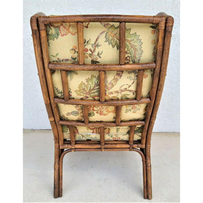 Mid-Century Modern Vintage Wingback Bamboo Rattan Lounge Chair