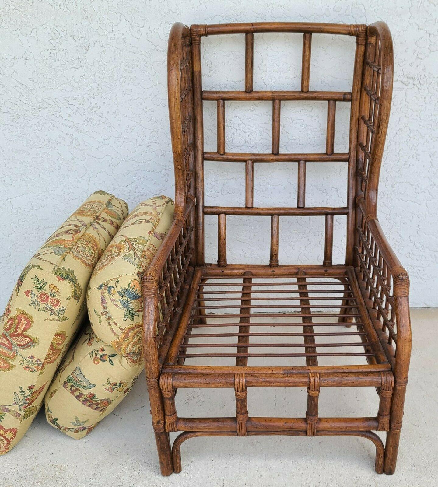 Vintage Wingback Bamboo Rattan Lounge Chair In Good Condition In Lake Worth, FL